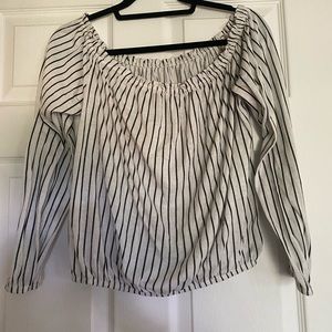 Large•Striped Off the Shoulder Long Sleeve